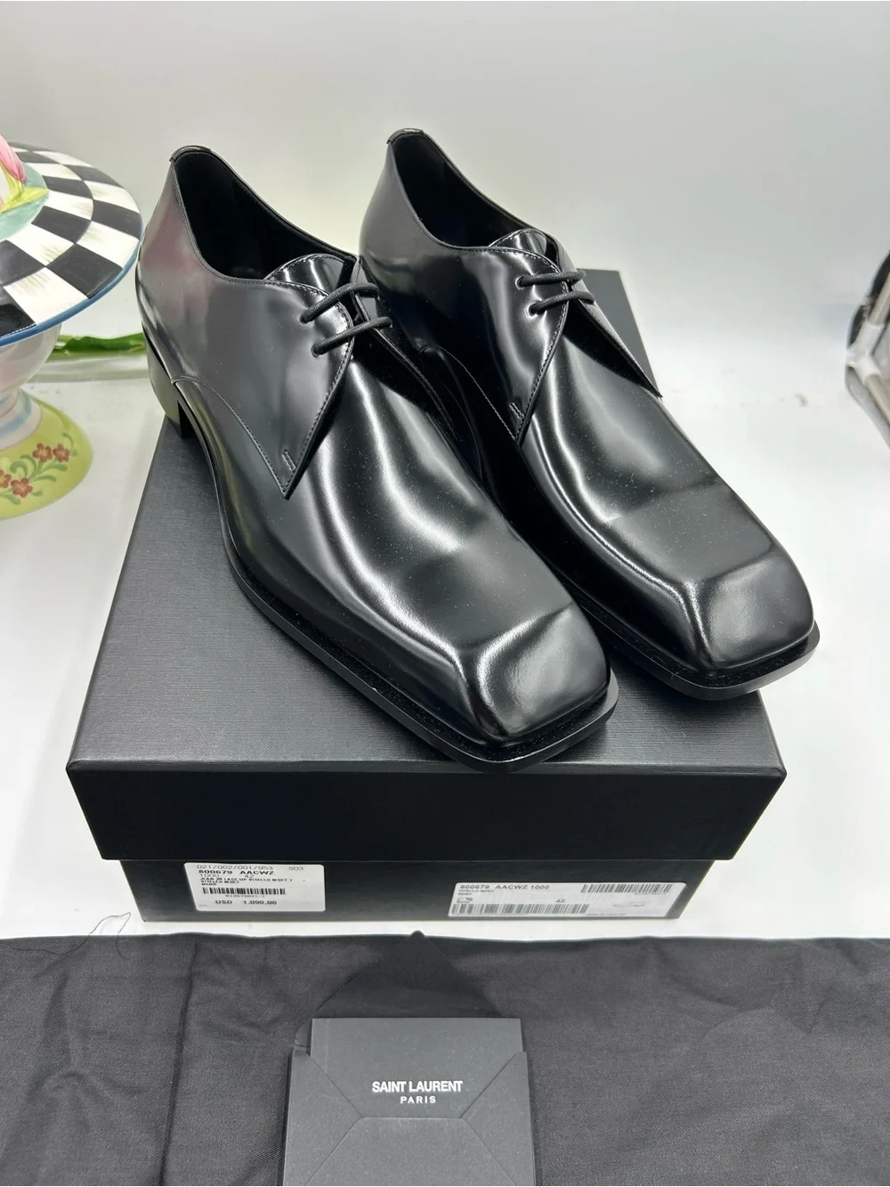 Men's Saint Laurent JEAN Leather, Derby shoes size 42/9 US made in Italy